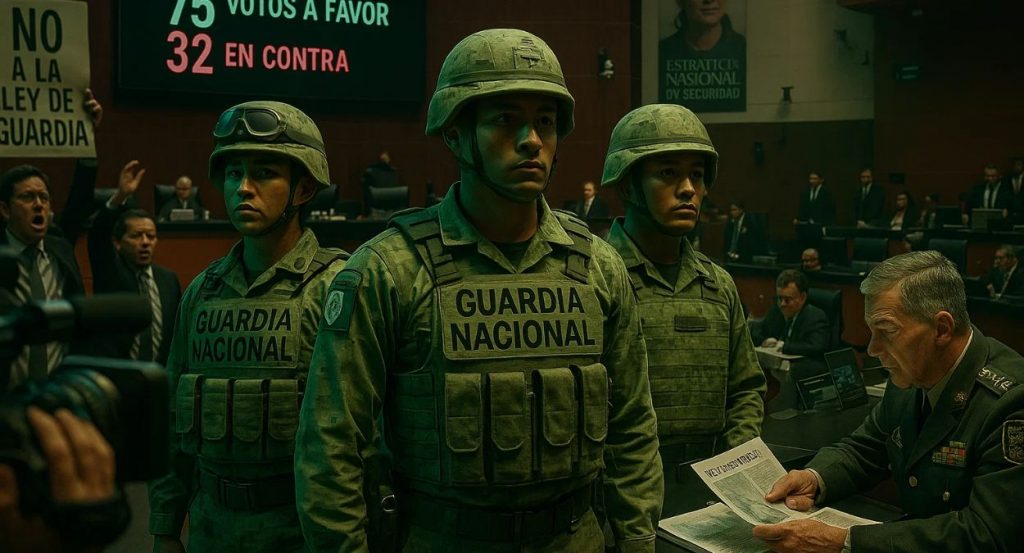 México aprueba Ley de la Guardia Nacional 2025; señalan militarización y espionaje (Visual: IA - Viceversa News)