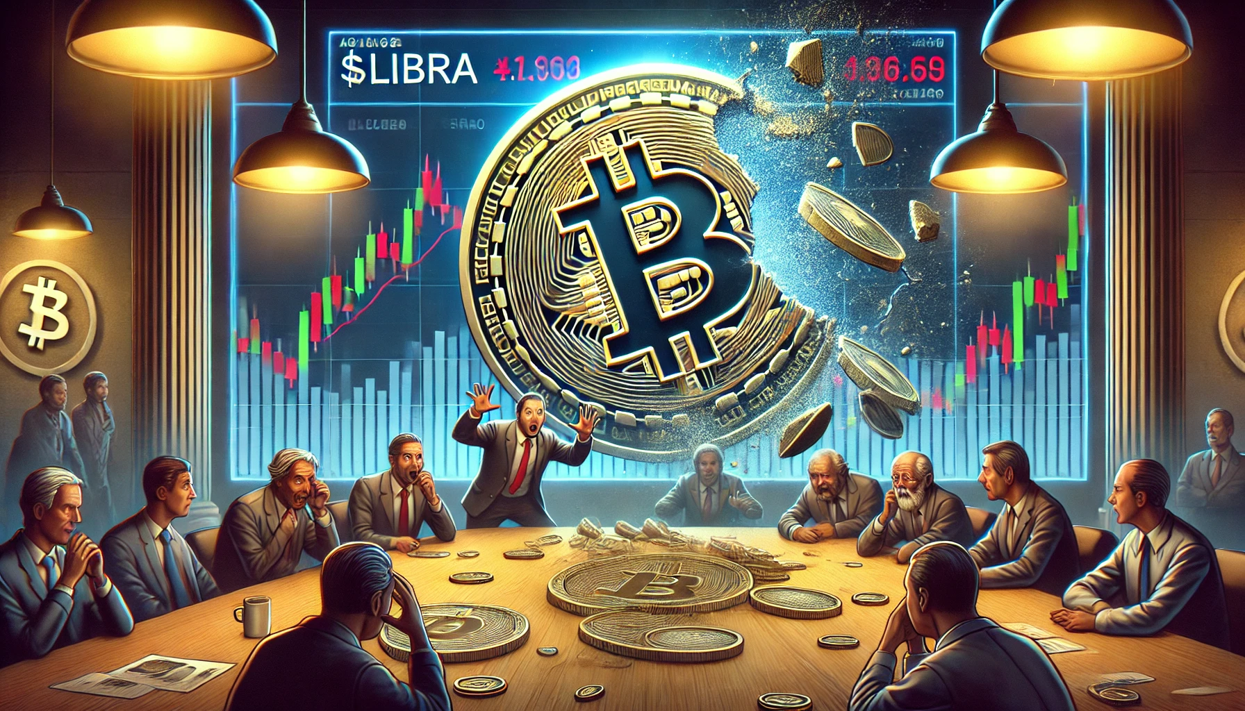 Crisis del mercado cripto en Argentina tras el lanzamiento de $LIBRA de Javier Milei. (Arte IA Ilustrativo)