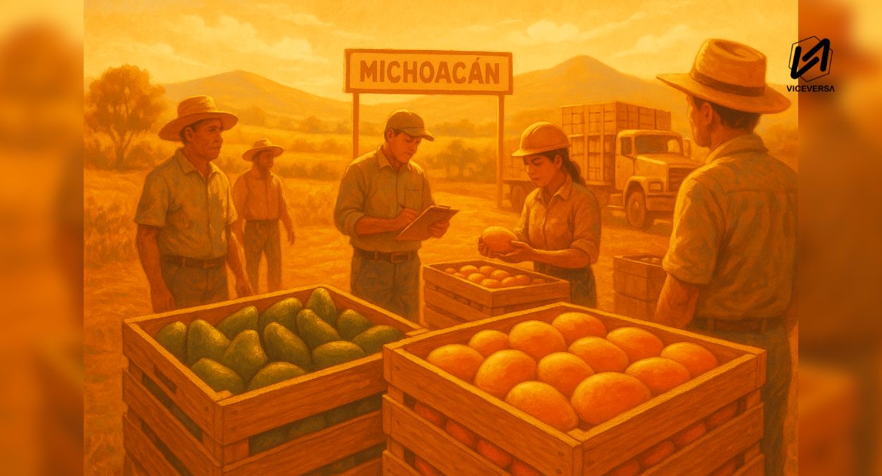 Exportaciones de aguacate y mango impulsan economía tras refuerzo de seguridad en Michoacán (Visual IA-Viceversa.News)