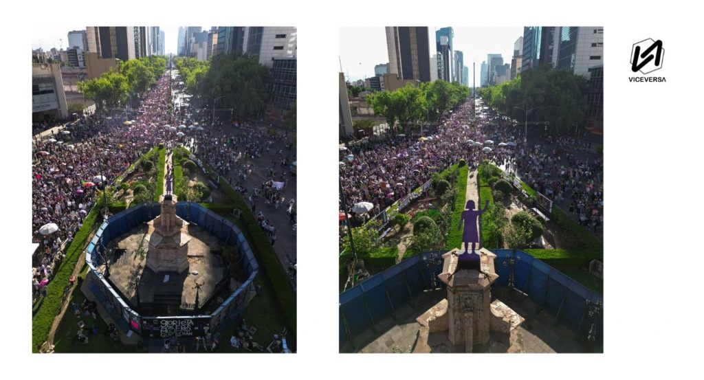 Activistas y Feministas sin atención de CNDH y CDHCM tras quejas 15 Conmemoran 5ta Aniversaria de la Glorieta de las Mujeres que Luchan en la CDMX donde se congregaron activistas y feministas (Visual: RRSS - ViceversaNews)